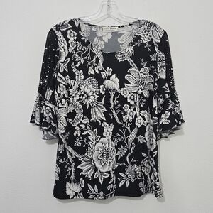 Jon & Anna Embellished Floral Ruffle Sleeve Top